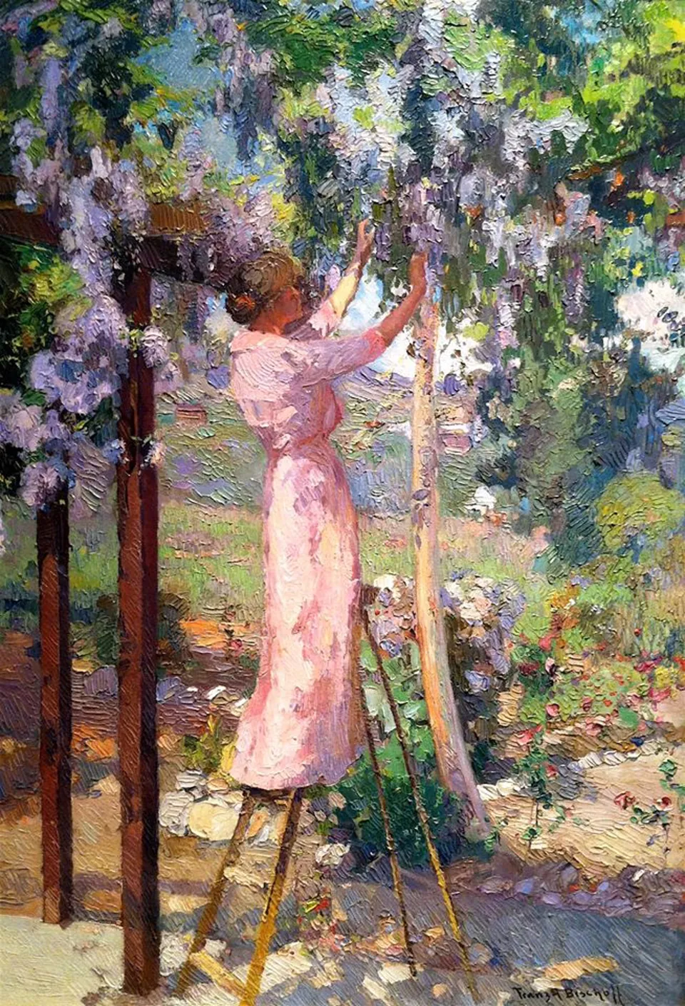Franz A. Bischoff, Mrs. Bischoff in Her Garden, oil on canvas